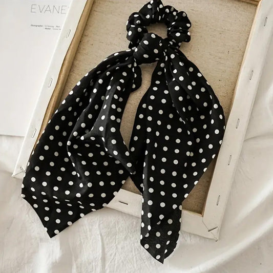 Chouchou Foulard Noir à Pois - Collection Evelyn