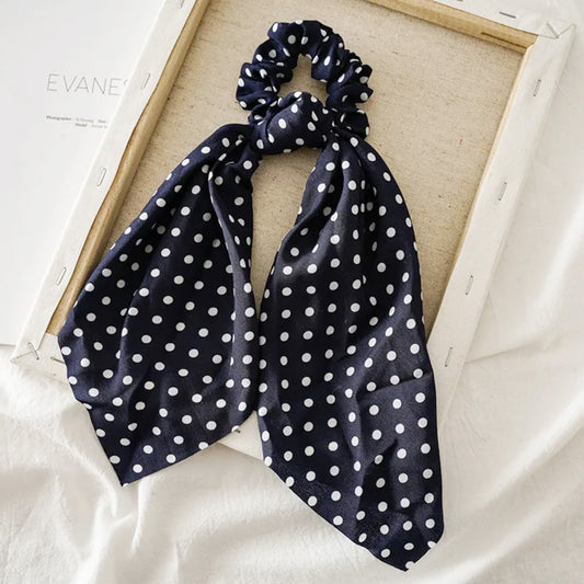 Chouchou Foulard Bleu Marine à Pois