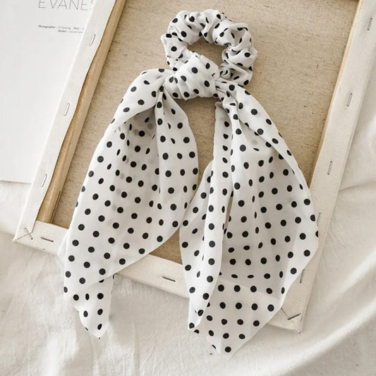 Chouchou Foulard Blanc à Pois