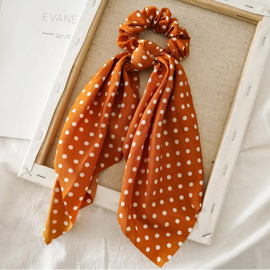 Chouchou Foulard Orange à Pois