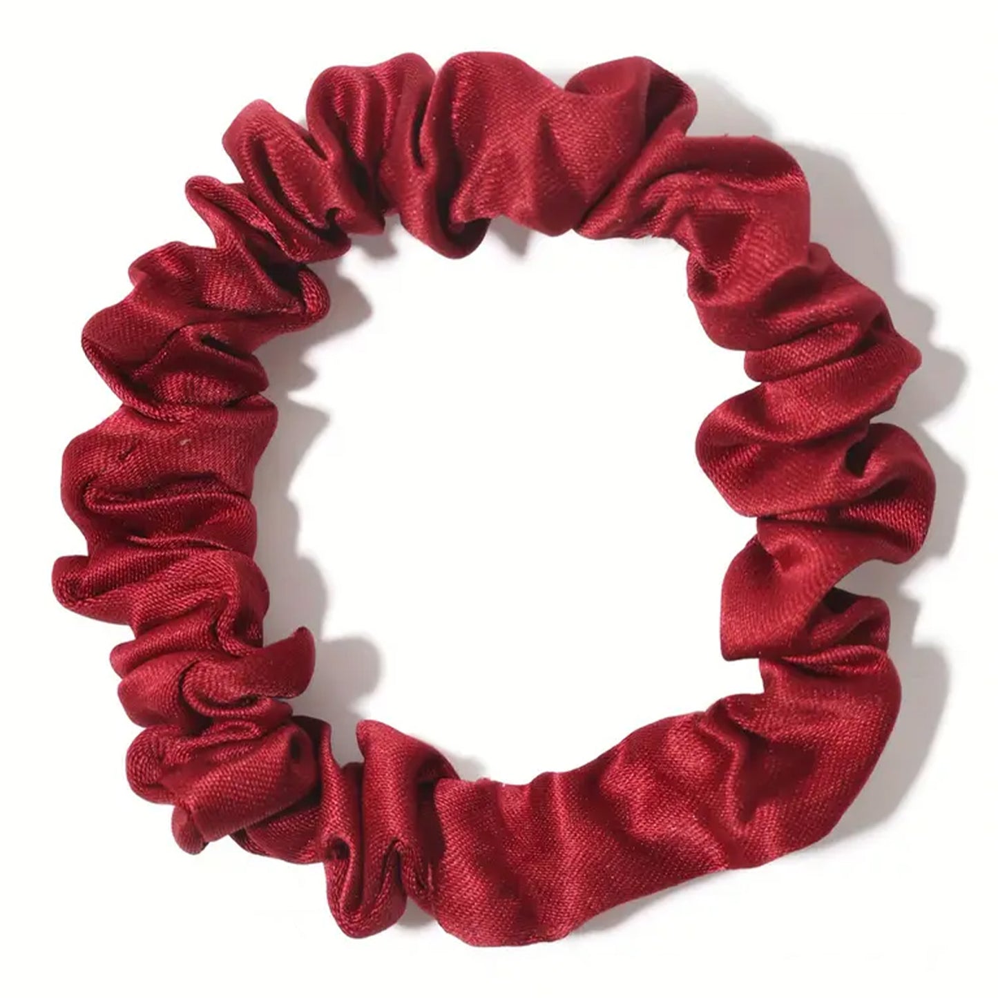 Chouchou en Satin Plissé Amalya Rouge Rubis