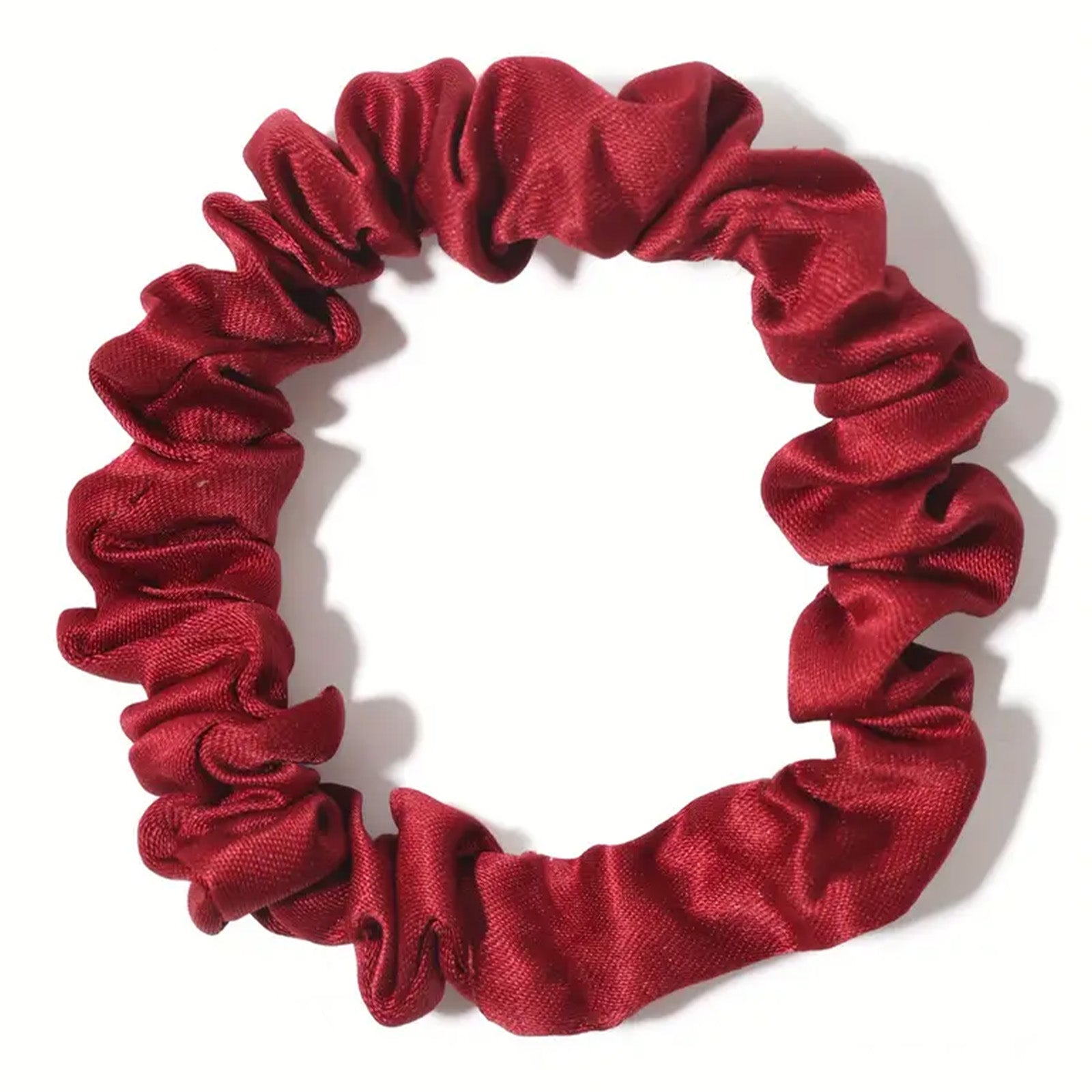 Chouchou en Satin Plissé Amalya Rouge Rubis