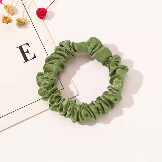 Chouchou en Satin Plissé Vert Menthe - Collection Amalya