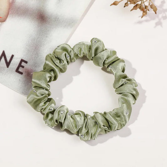 Chouchou en Satin Plissé Diamant Vert Lagon - Collection Grace