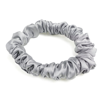 Chouchou en Satin Plissé Amalya Gris Argenté