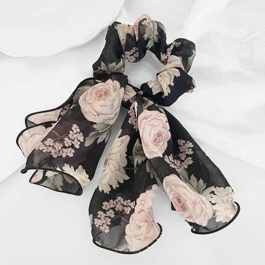 Chouchou Foulard Petunia Maxi Floral Noir