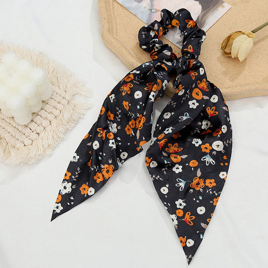 Chouchou Foulard en Satin Fleuri