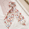 Chouchou Foulard en Satin Primavera Fleuri Blanc