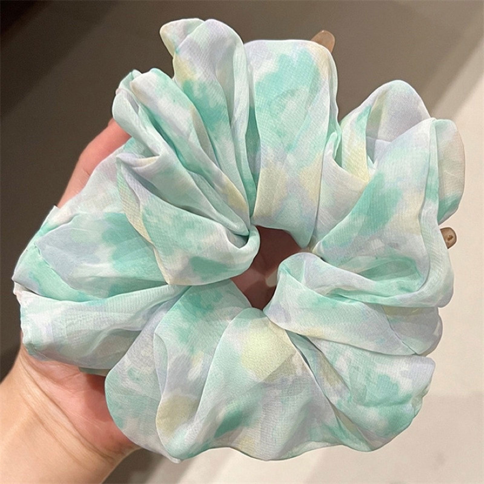 Chouchou en Aquarelle Douce Vert - Collection Iris Aurora
