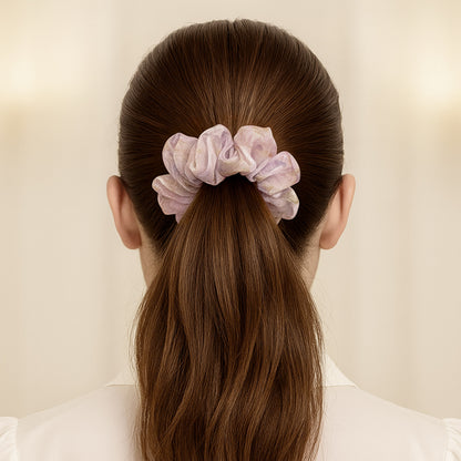 Chouchou XXL en Voile Fleuri Zoey Mauve Lilas