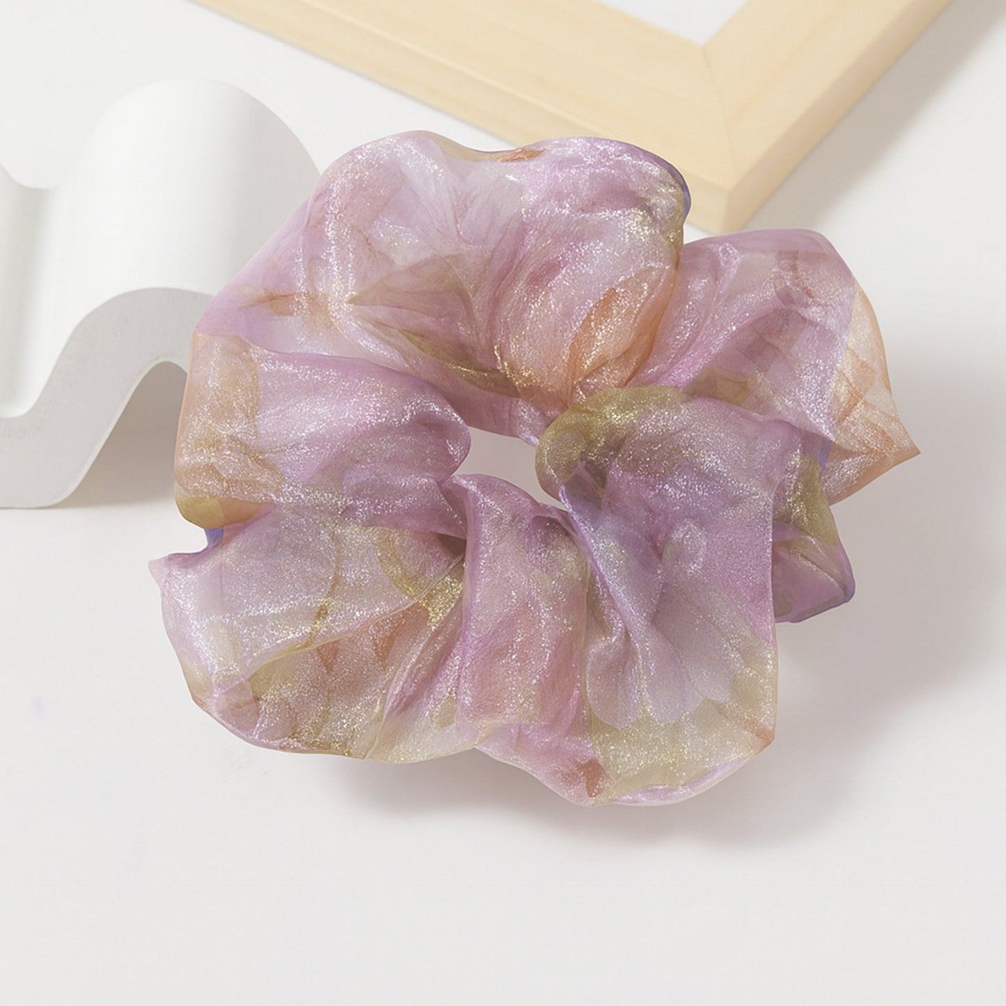 Chouchou XXL en Voile Fleuri Zoey Mauve Lilas