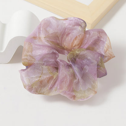 Chouchou XXL en Voile Fleuri Zoey Mauve Lilas