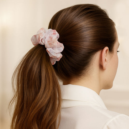 Chouchou XXL en Voile Fleuri Zoey Blanc