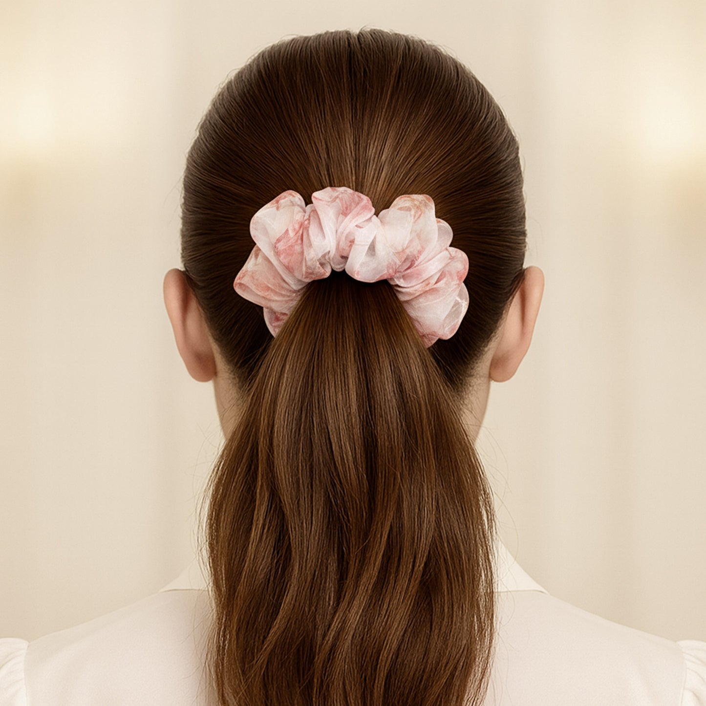 Chouchou XXL en Voile Fleuri Zoey Blanc