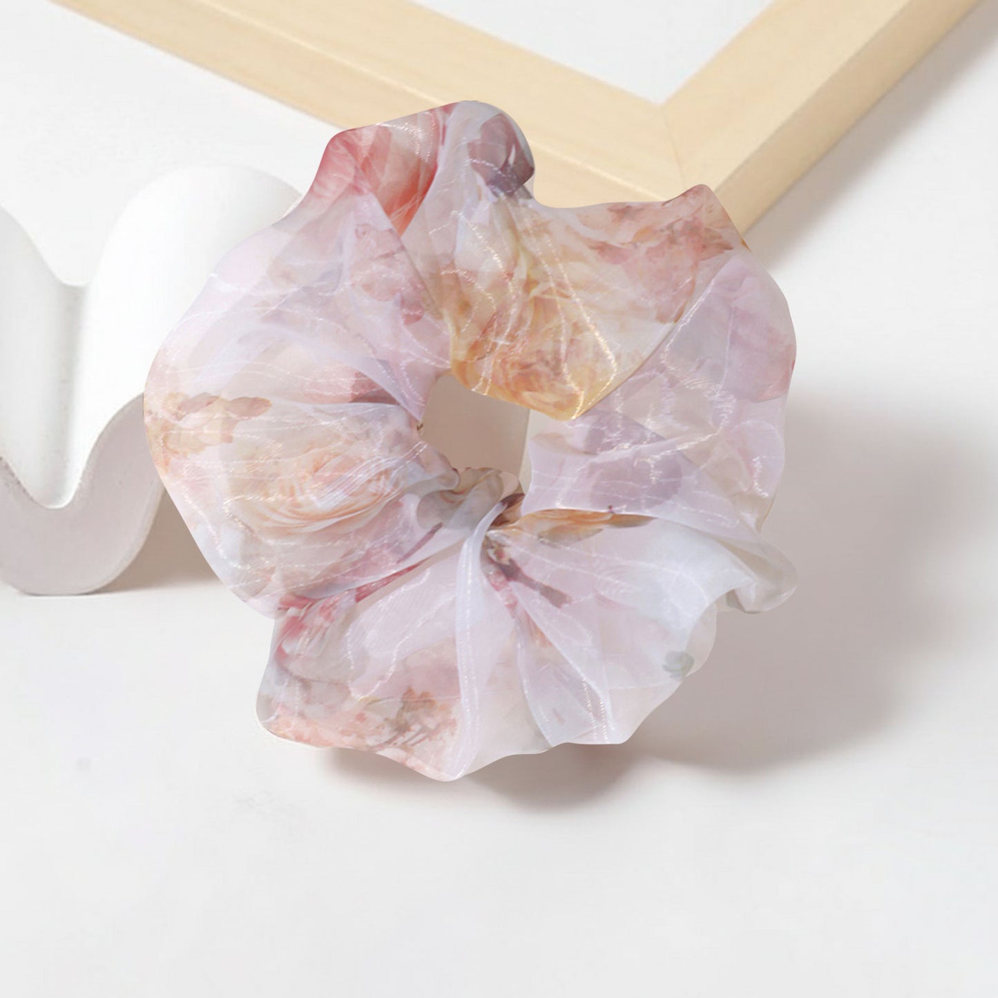 Chouchou XXL en Voile Fleuri Zoey Blanc