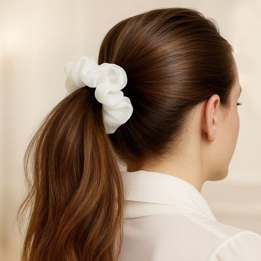 Chouchou XXL en Voile Epais Tina Blanc