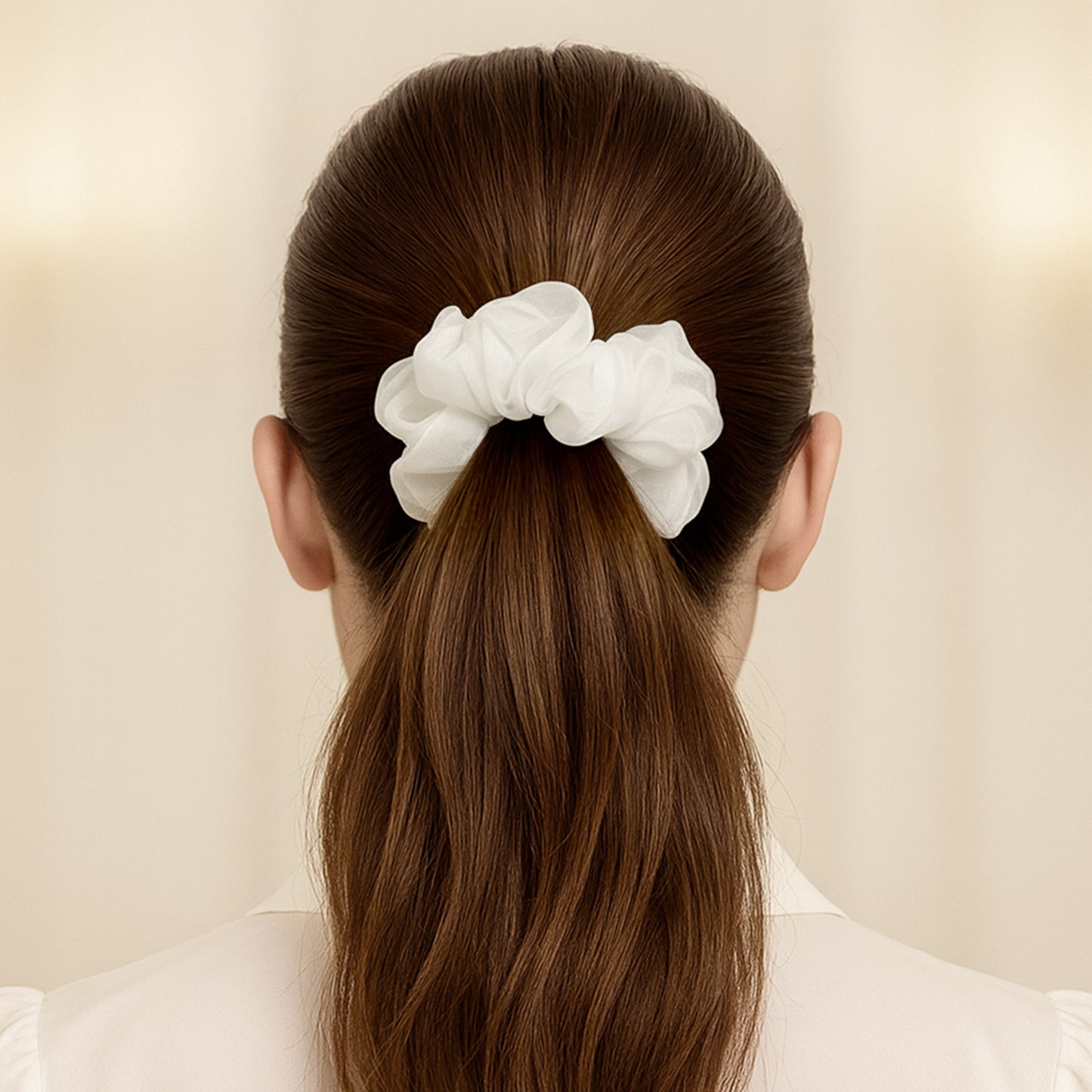 Chouchou XXL en Voile Epais Tina Blanc