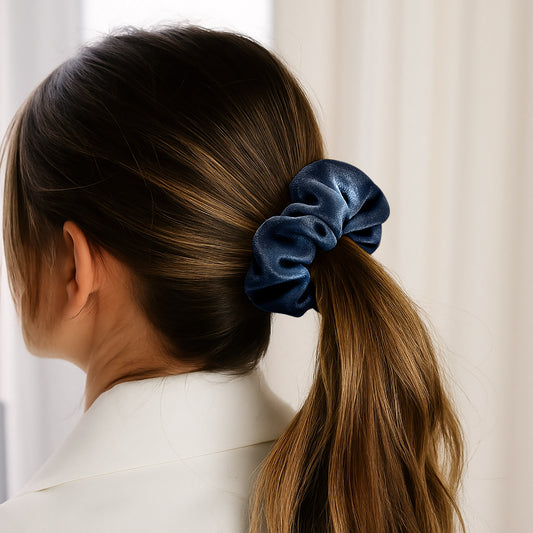 Chouchou en Velours Oversize Bleu