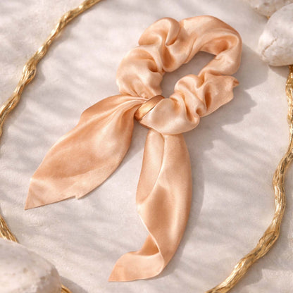 Chouchou en Satin Papillon Mariposa Rose Pêche