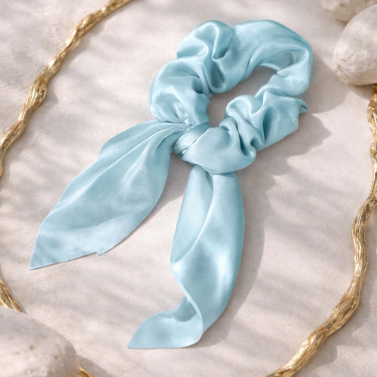 Chouchou en Satin Papillon Mariposa Bleu Clair
