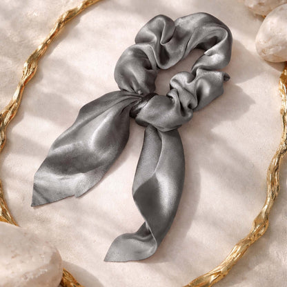 Chouchou en Satin Papillon Mariposa Gris