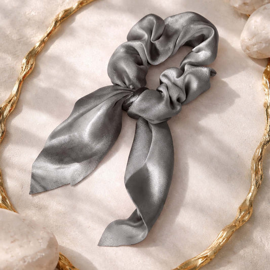 Chouchou en Satin Papillon Mariposa Gris