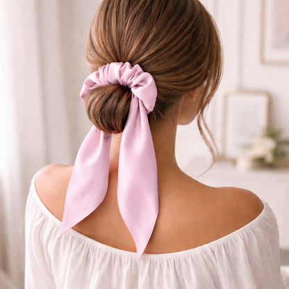 Chouchou en Satin Papillon Mariposa Rose