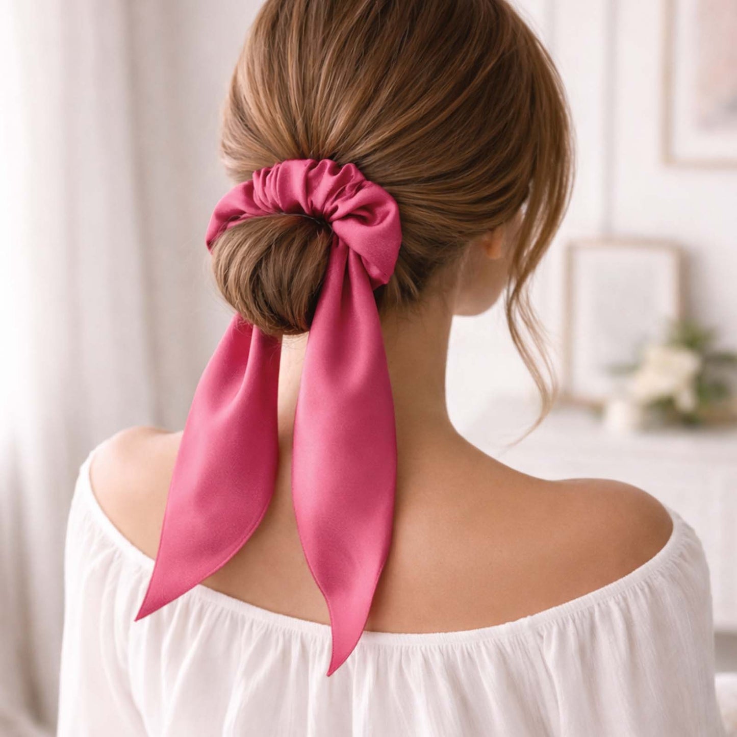 Chouchou en Satin Papillon Mariposa Fuchsia