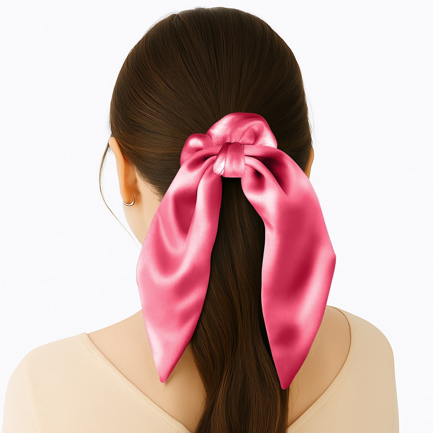 Chouchou en Satin Papillon Fuschia
