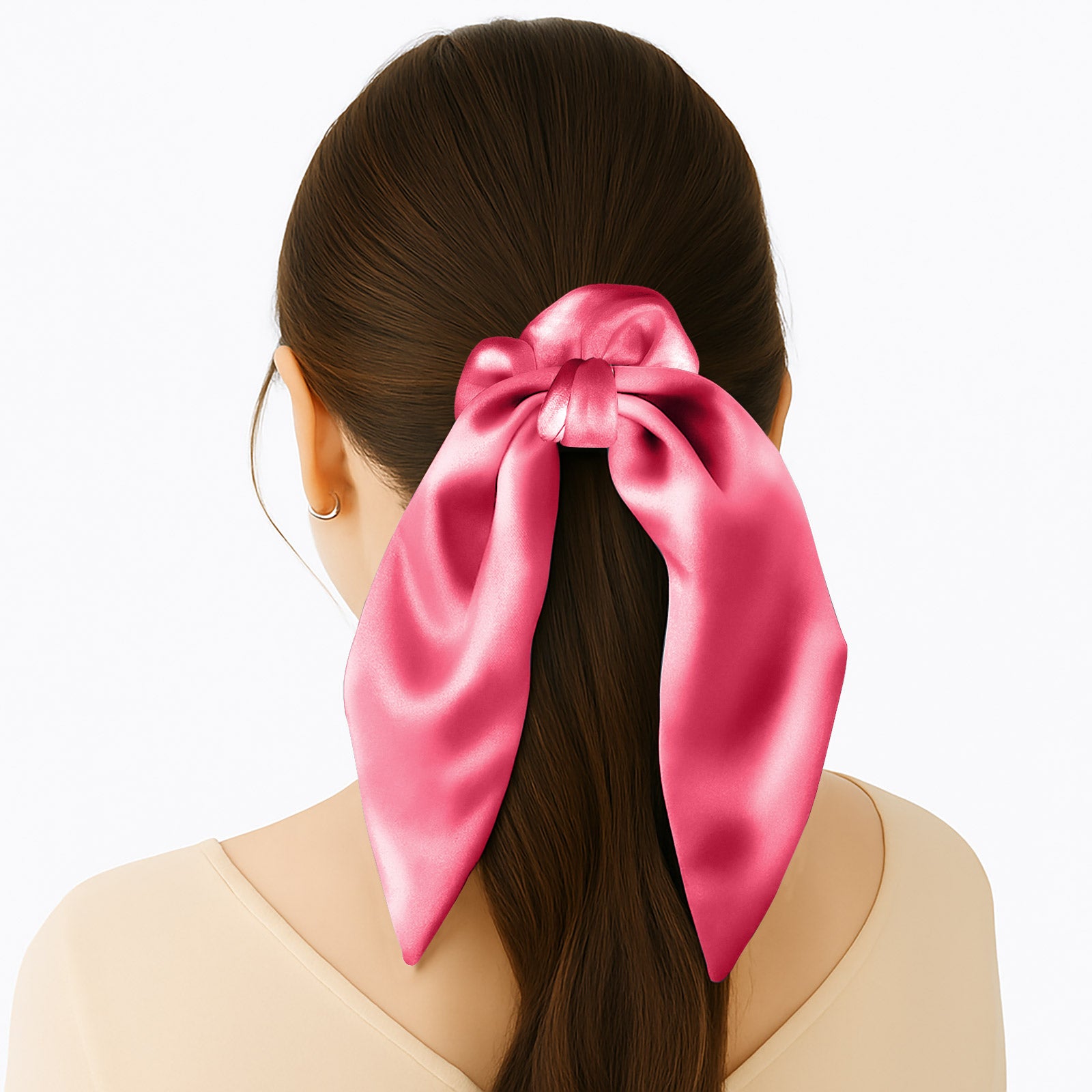 Chouchou en Satin Papillon Fuschia