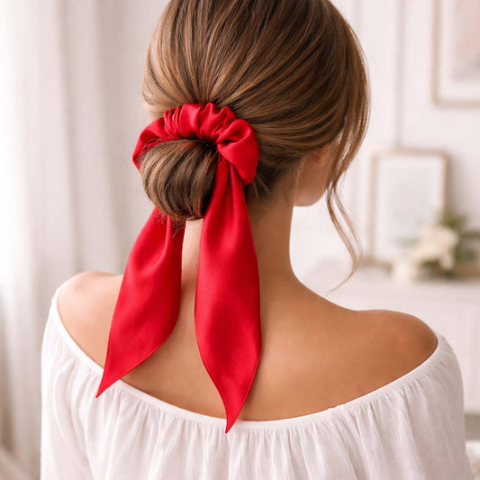 Chouchou en Satin Papillon Mariposa Rouge