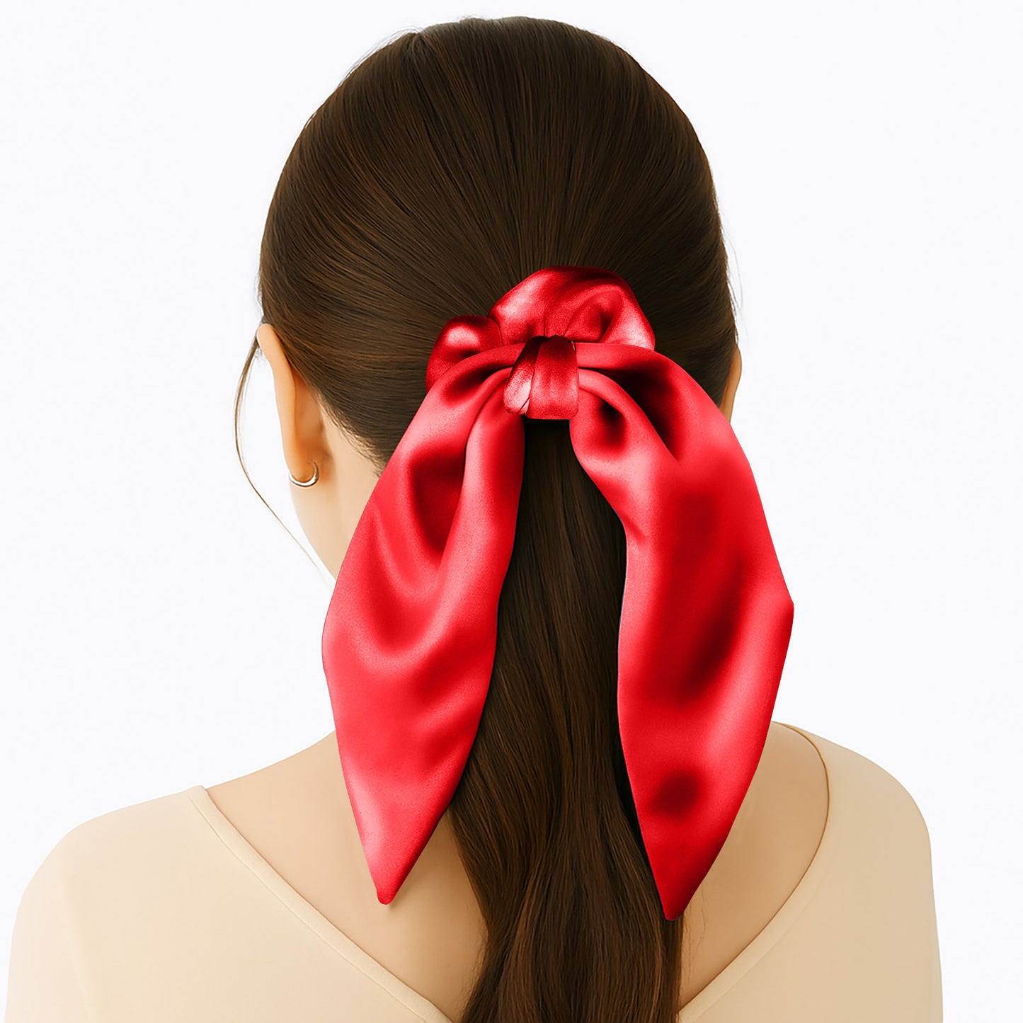 Chouchou en Satin Papillon Rouge
