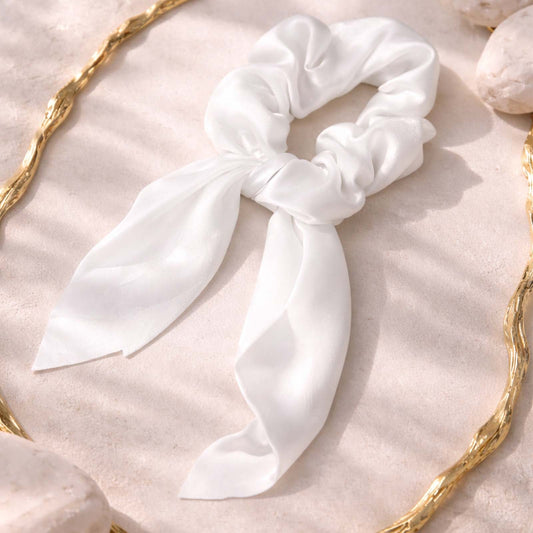 Chouchou en Satin Papillon Mariposa Blanc