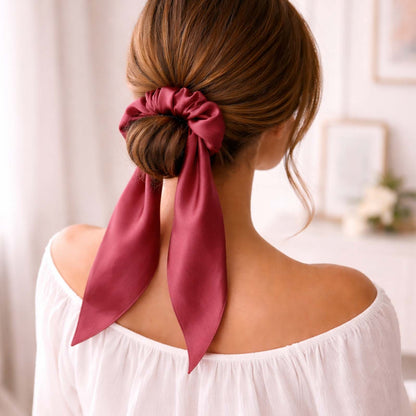 Chouchou en Satin Papillon Mariposa Bordeaux
