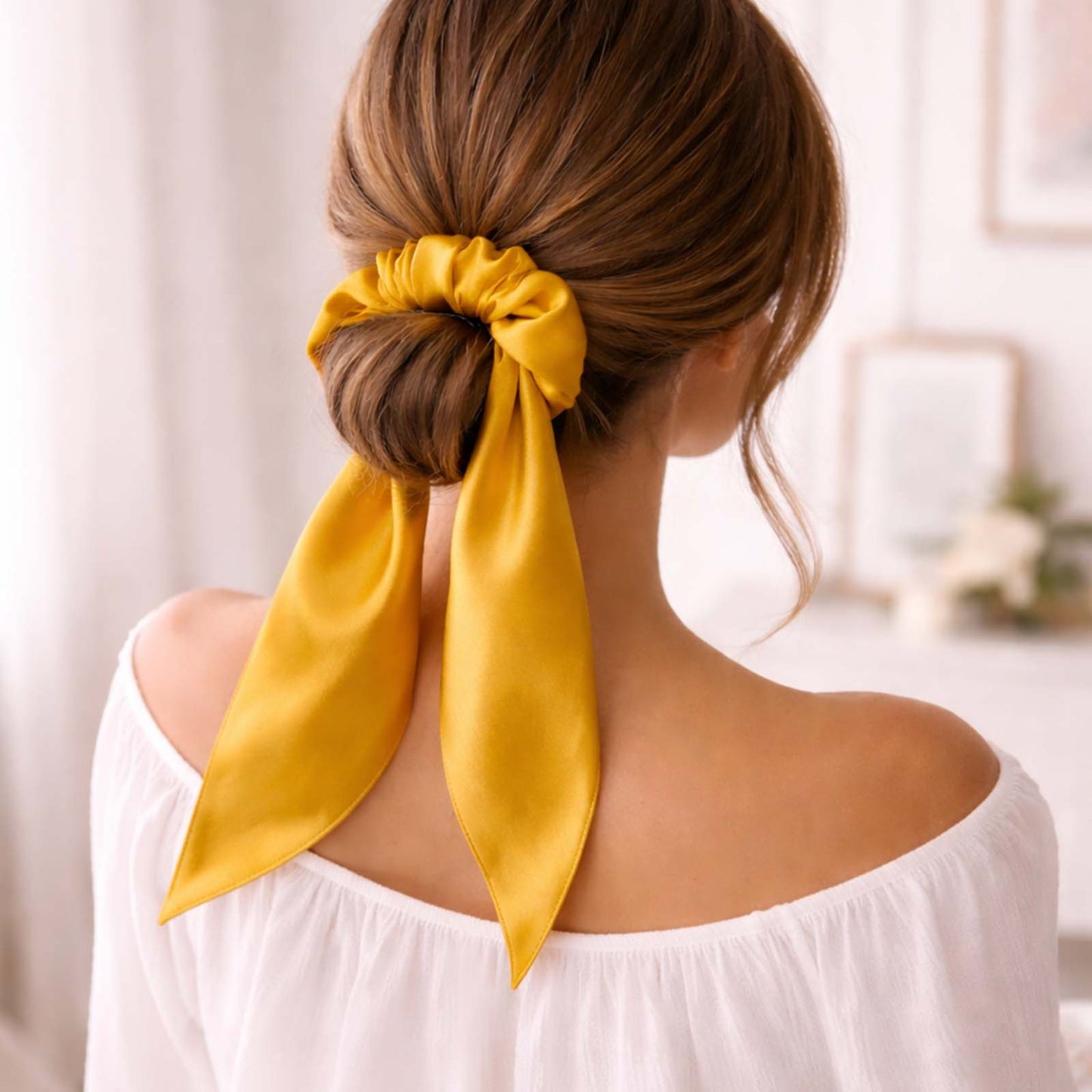 Chouchou en Satin Papillon Mariposa Jaune