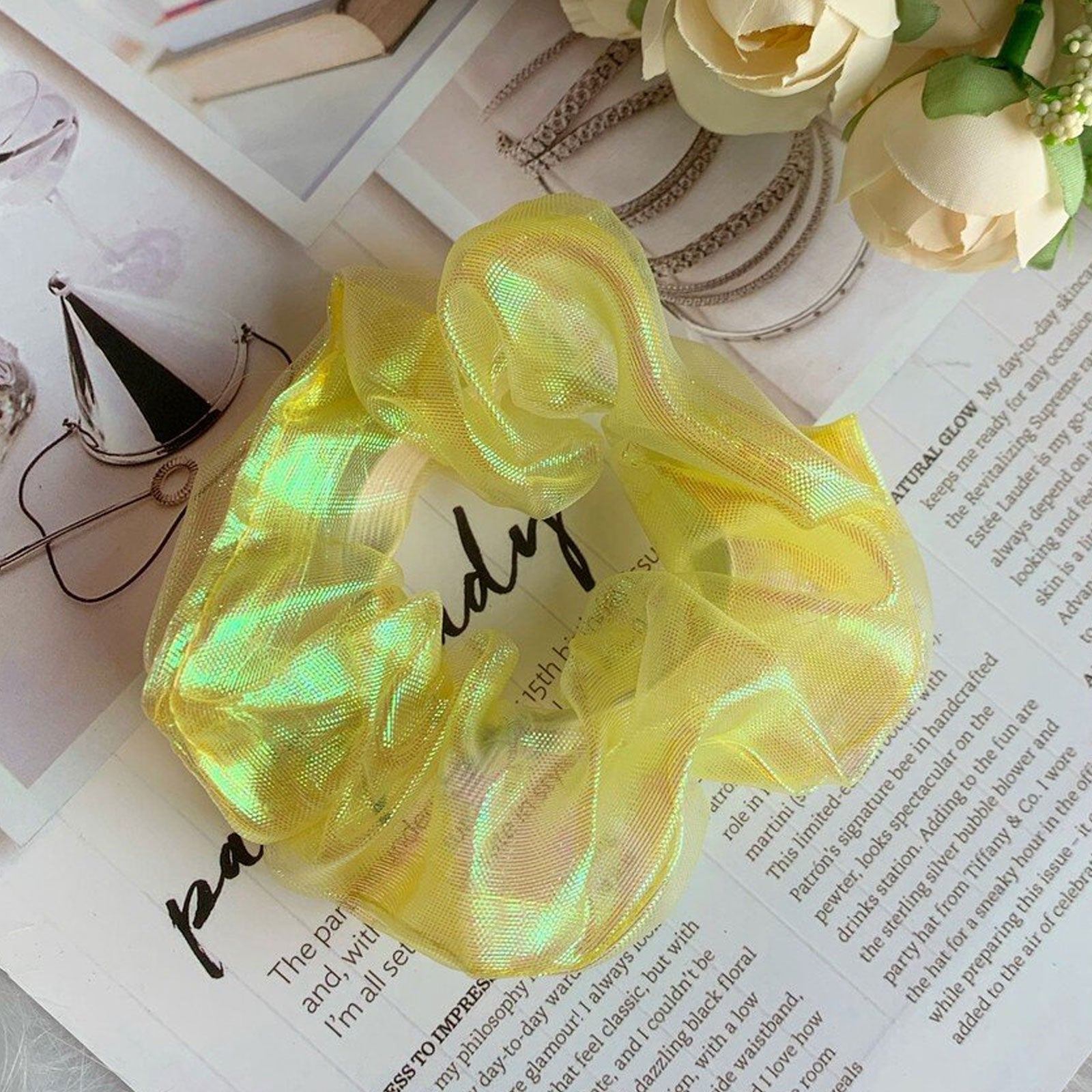 Chouchou Brillant Style Coréen Jaune