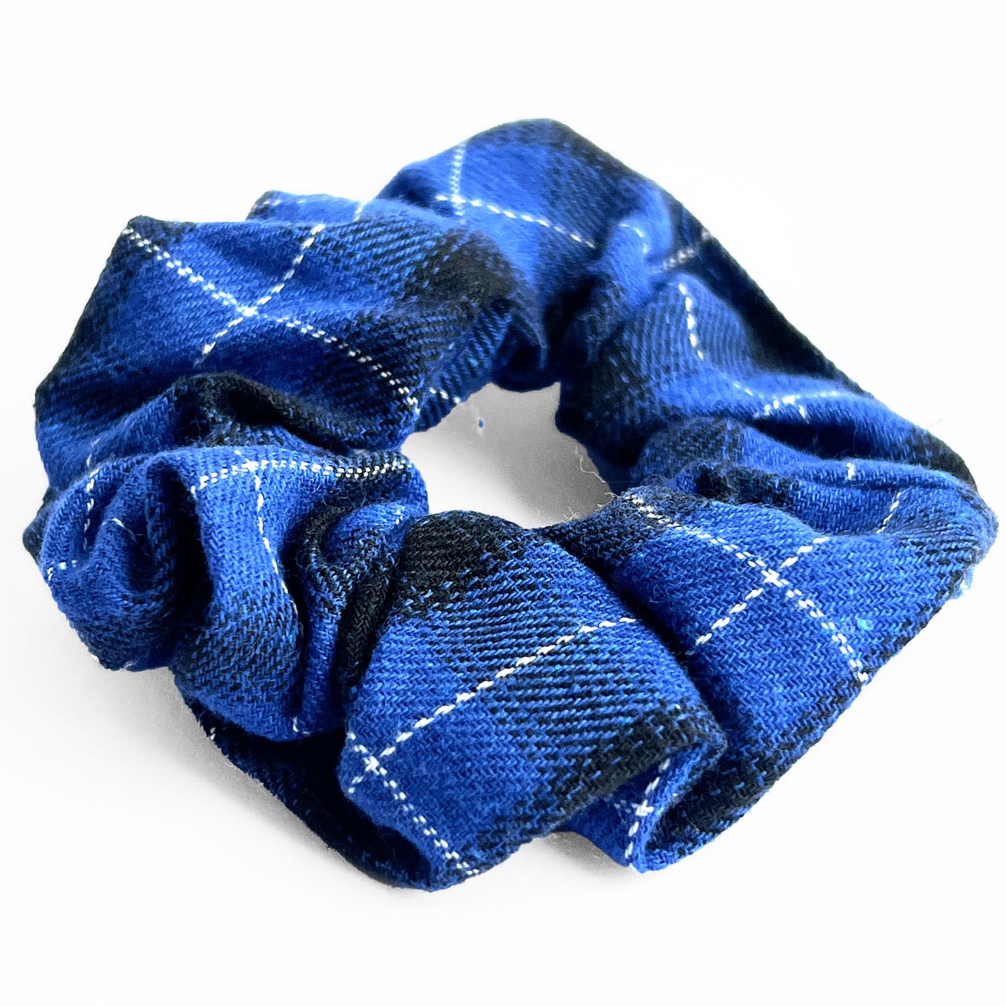 Chouchou Classique pour Cheveux en Flanelle à Carreaux Minimaliste Bleu