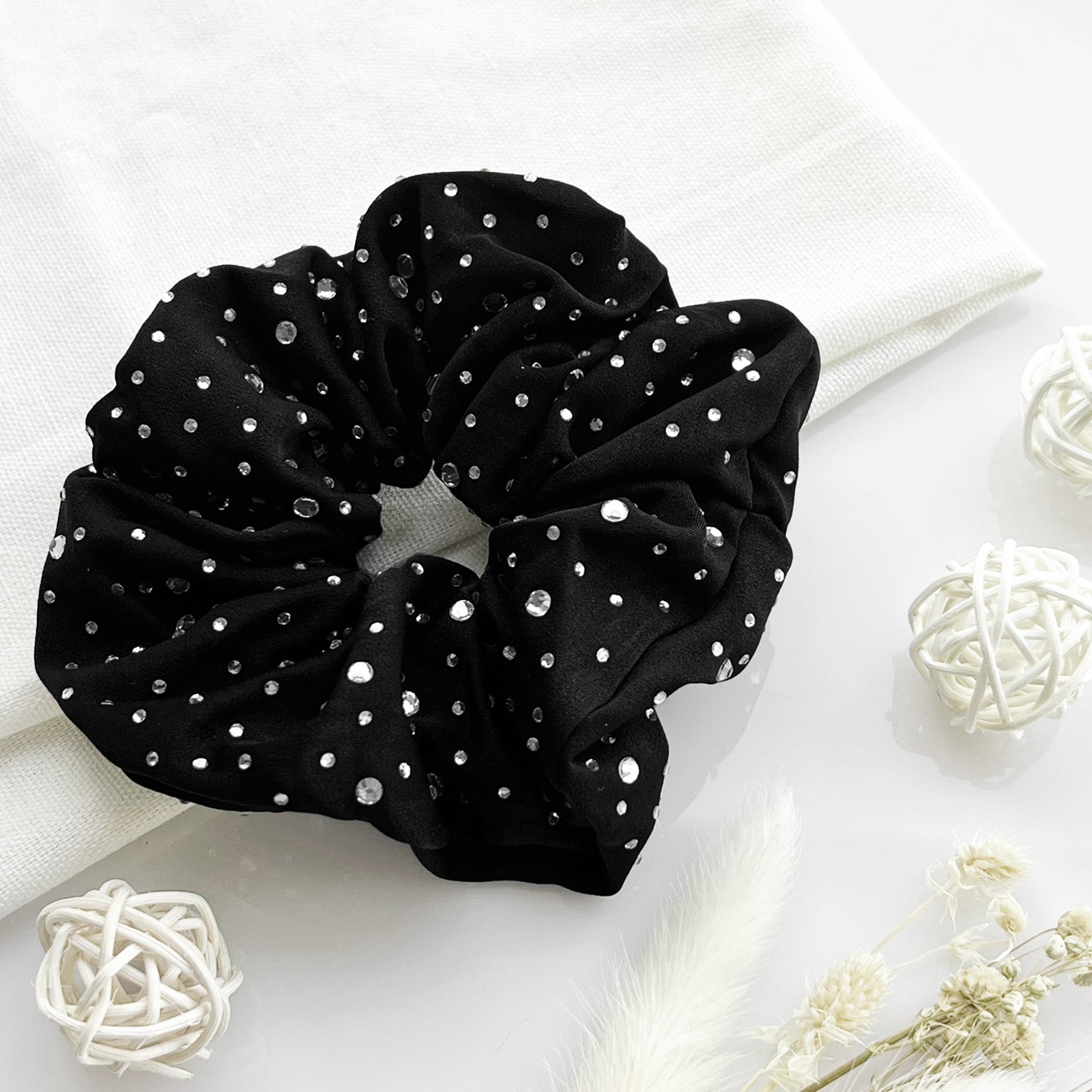 Chouchou en Satin Cristal Noir