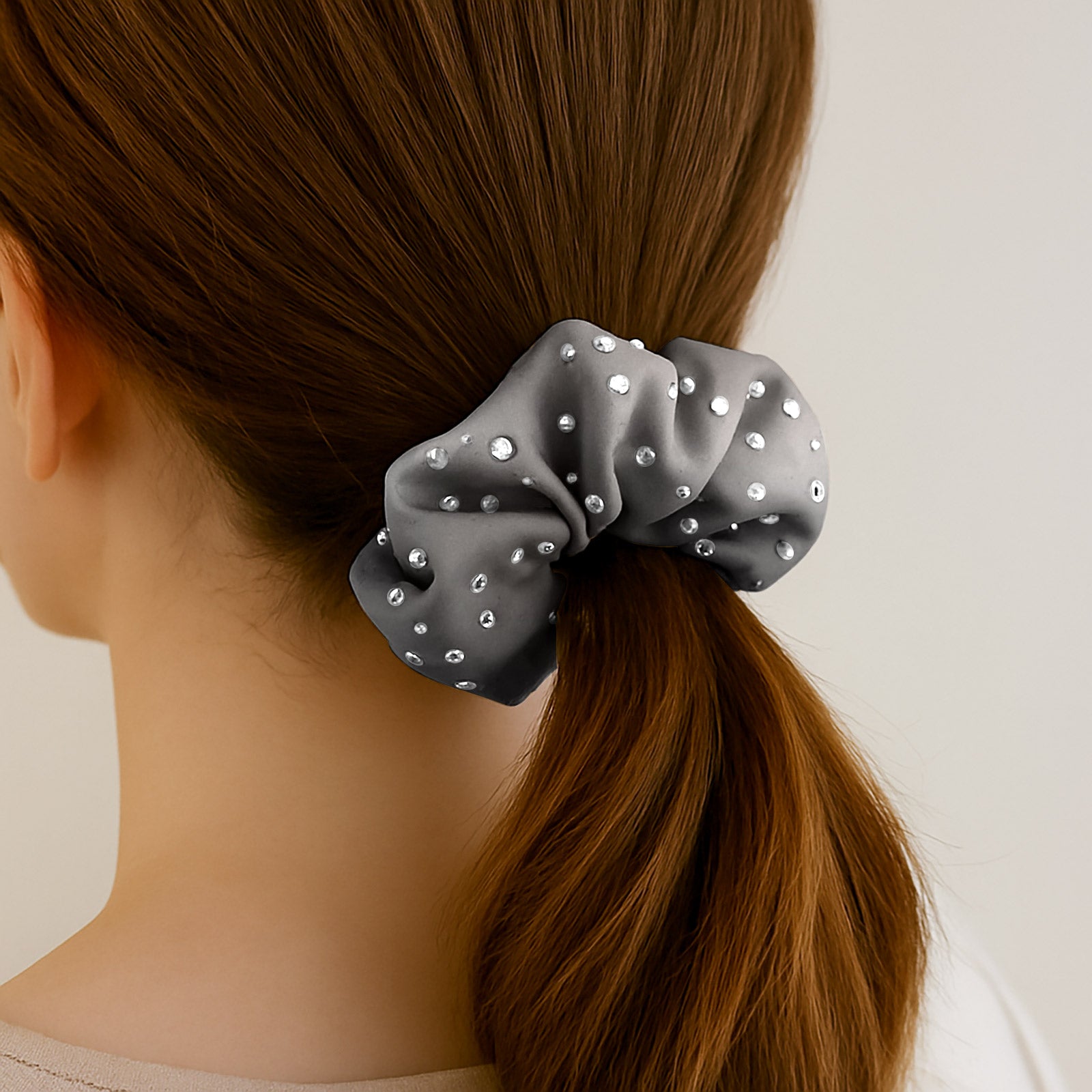 Chouchou en Satin Cristal Gris - Collection Valérie