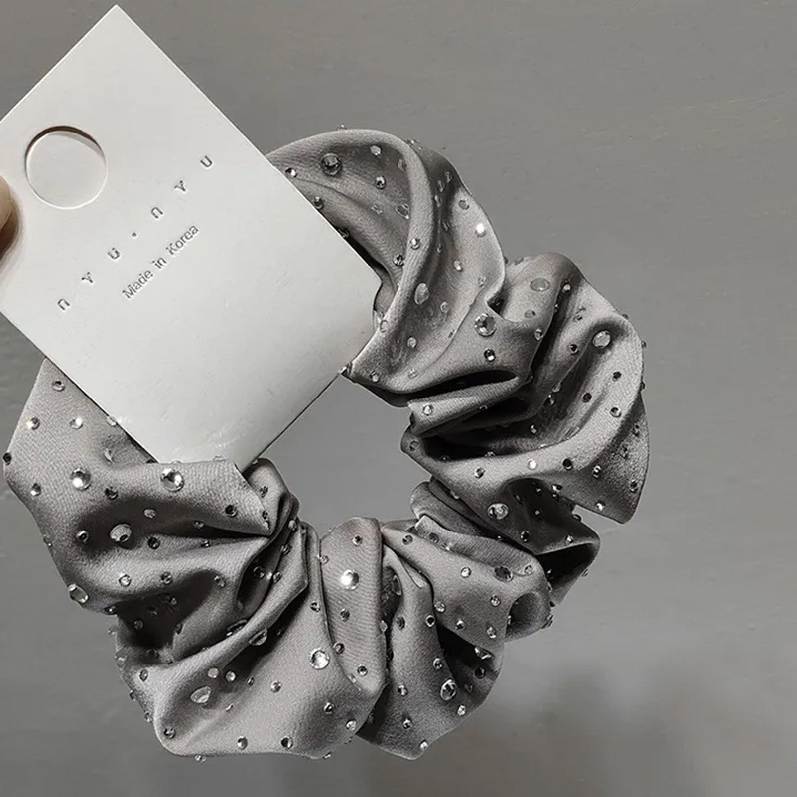 Chouchou en Satin Cristal Gris