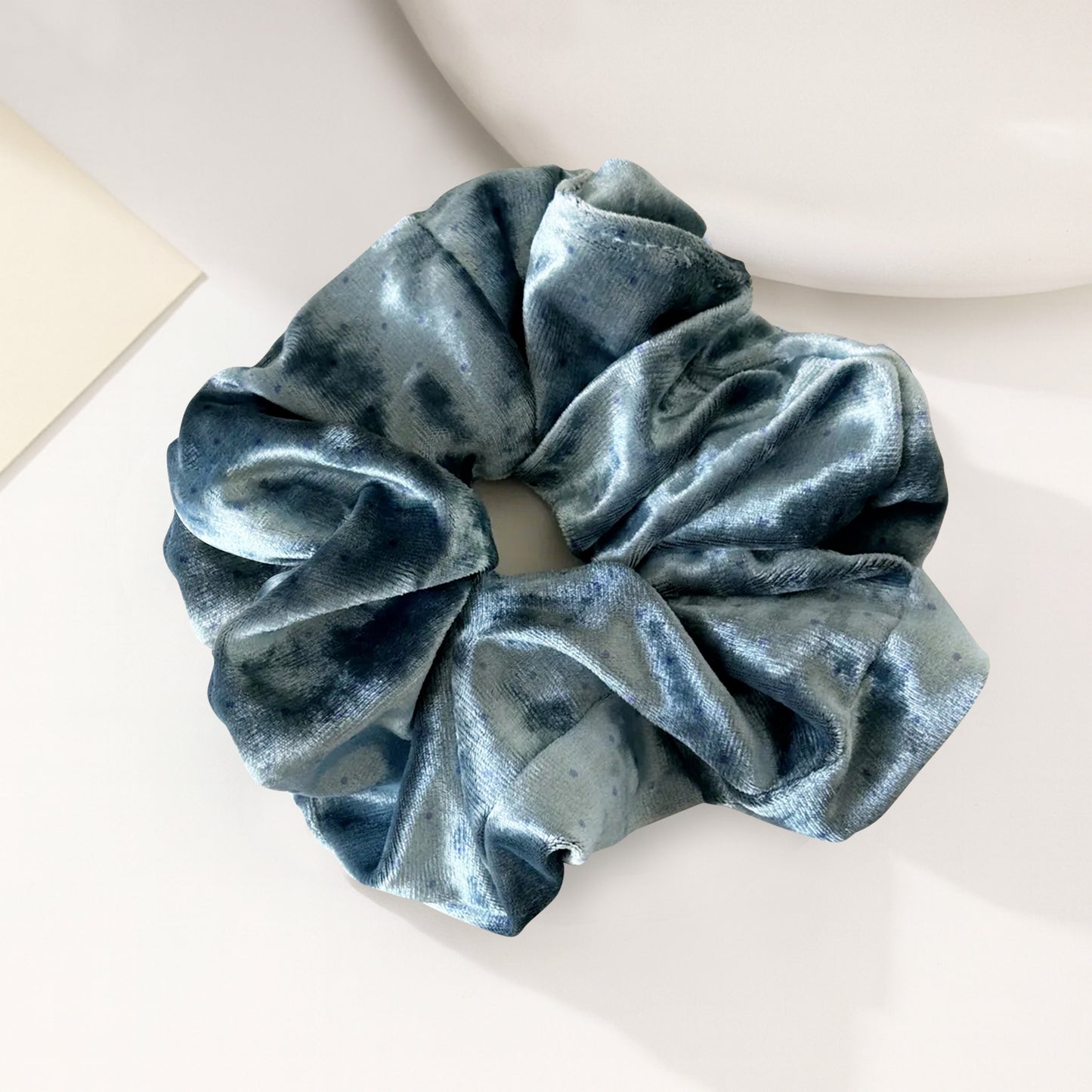 Chouchou XXL à Pois Morgane en Velours Bleu