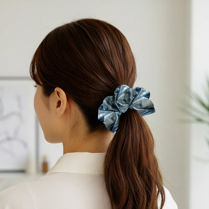 Chouchou XXL à Pois Morgane en Velours Bleu