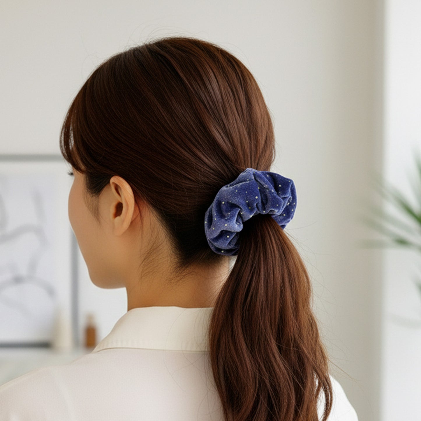 Chouchou XXL à Pois Morgane en Velours Violet