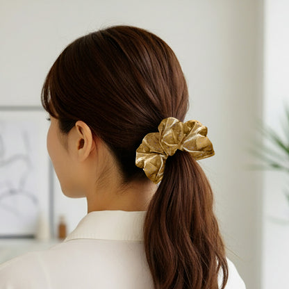 Chouchou XXL à Pois Morgane en Velours Jaune