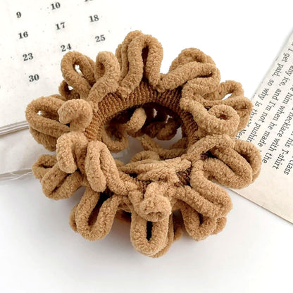 Chouchou en Velours Bouclette Sable