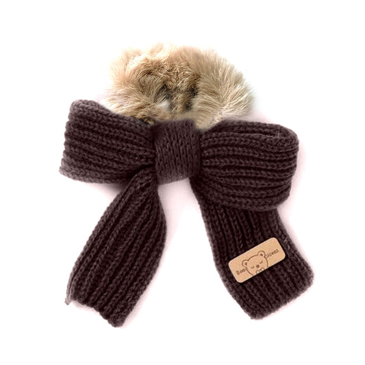 Chouchou Tricot & Fourrure - Marron Intense