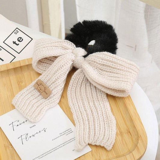 Chouchou en Tricot & Fourrure Camel - Collection Kimiko