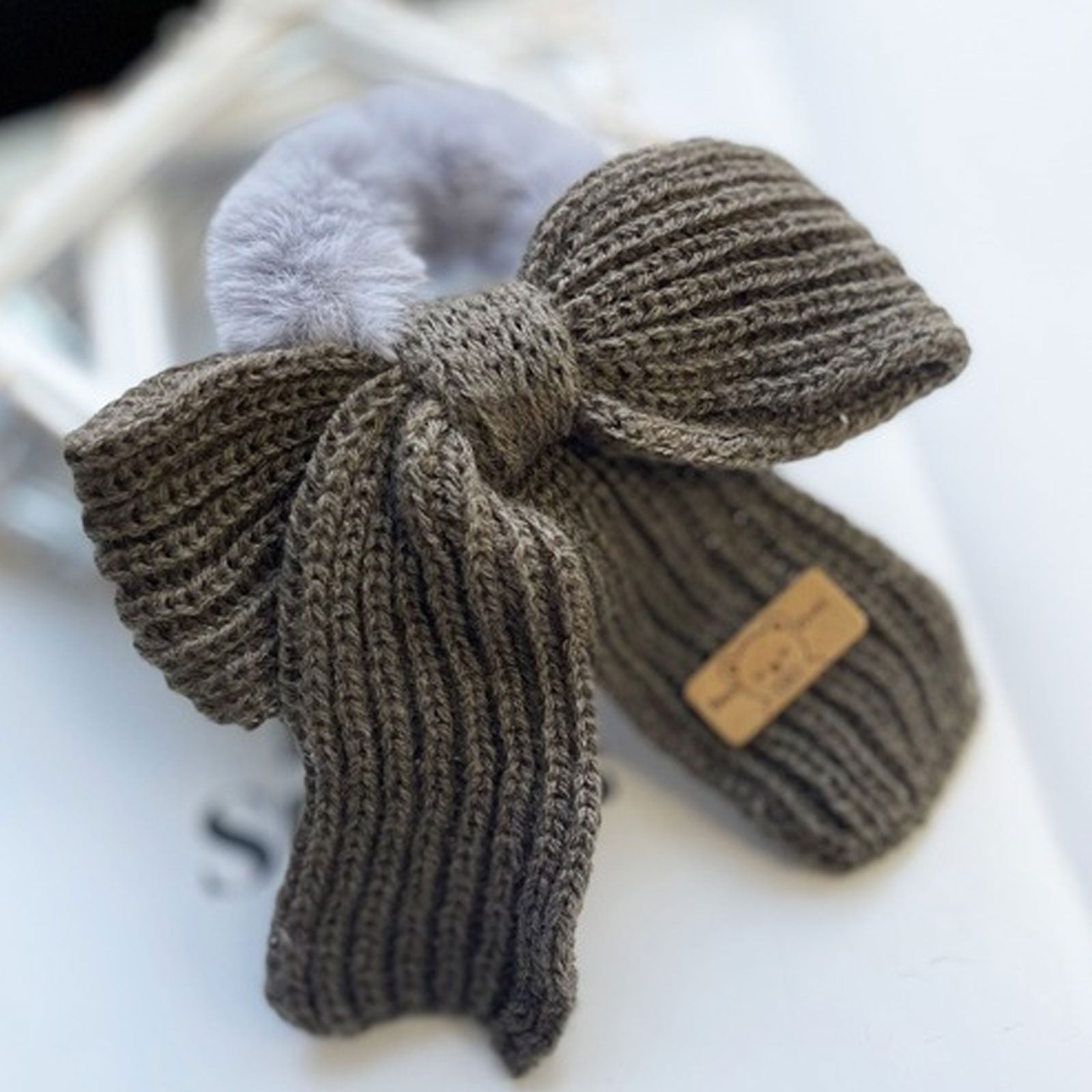 Chouchou en Tricot & Fourrure Gris