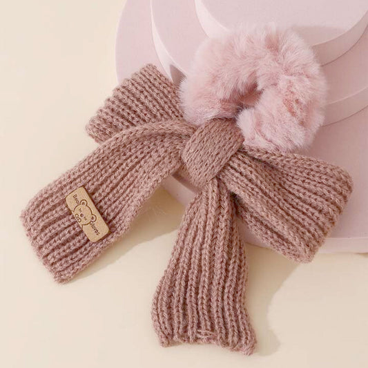 Chouchou en Tricot & Fourrure Rose