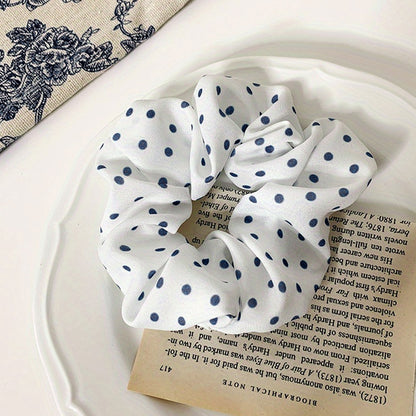 Chouchou à Pois Vintage Blanc & Bleu